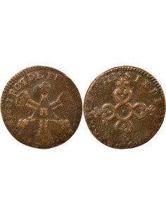 Louis XIV Dardenne 6 deniers Cuivre 1711 H La Rochelle