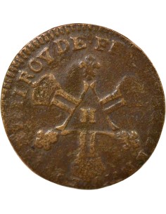 Louis XIV Dardenne 6 deniers Cuivre 1711 H La Rochelle 2