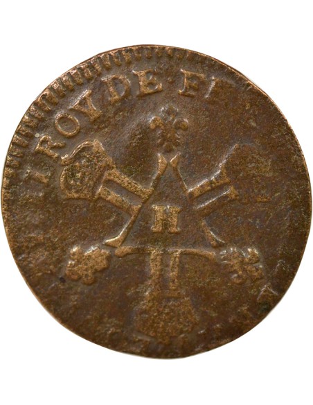 Louis XIV Dardenne 6 deniers Cuivre 1711 H La Rochelle