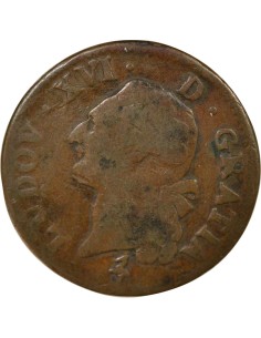 Louis XVI A l'Ecu 1 sol Cuivre 1791 A - Paris 2