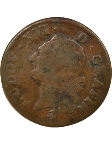 Louis XVI A l'Ecu 1 sol Cuivre 1791 A - Paris