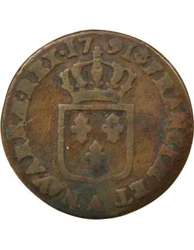 Louis XVI A l'Ecu 1 sol Cuivre 1791 A - Paris