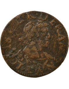 Louis XIII 1 double tournois Cuivre 1639 E Tours 2