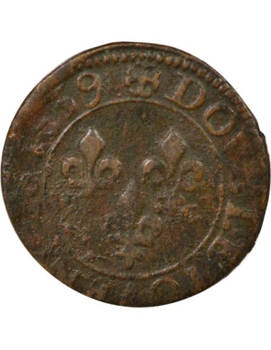 Louis XIII 1 double tournois Cuivre 1639 E Tours