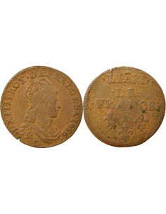 Louis XIV Au Buste juvénile liard Cuivre 1656 Meung sur Loire