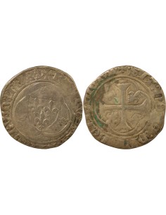 Charles VII A la Couronne 1 blanc à la couronne Billon 1436-1447 F Angers