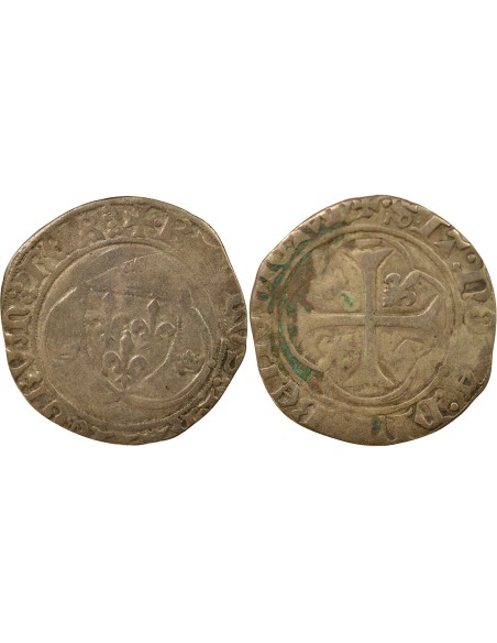 Charles VII A la Couronne 1 blanc à la couronne Billon 1436-1447 F Angers