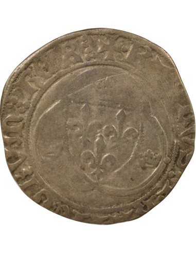 Charles VII A la Couronne 1 blanc à la couronne Billon 1436-1447 F Angers