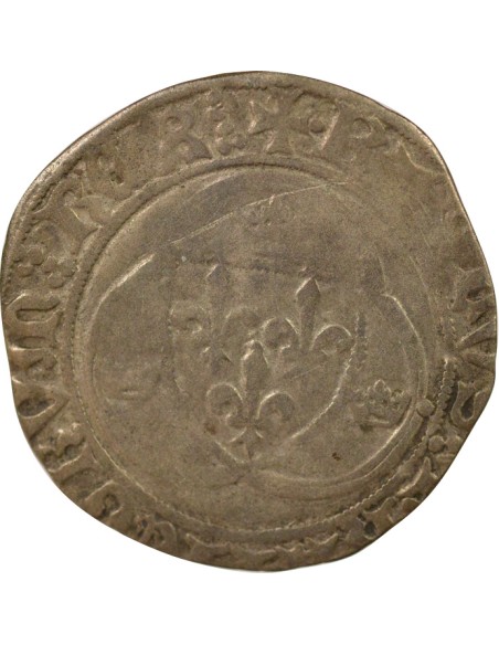 Charles VII A la Couronne 1 blanc à la couronne Billon 1436-1447 F Angers