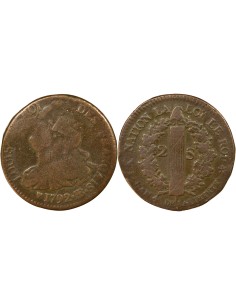 Louis XVI Au Faisceau 2 sols Cuivre 1792 BB Strasbourg
