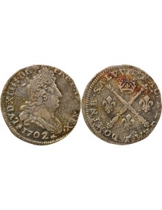 Louis XIV Aux Insignes 5 sols Argent 1702 T Nantes