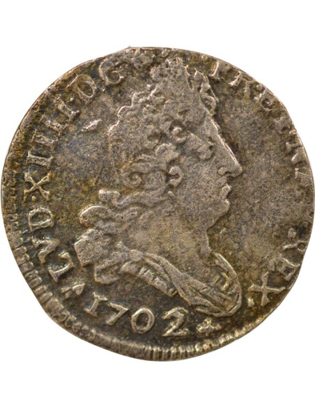 Louis XIV Aux Insignes 5 sols Argent 1702 T Nantes