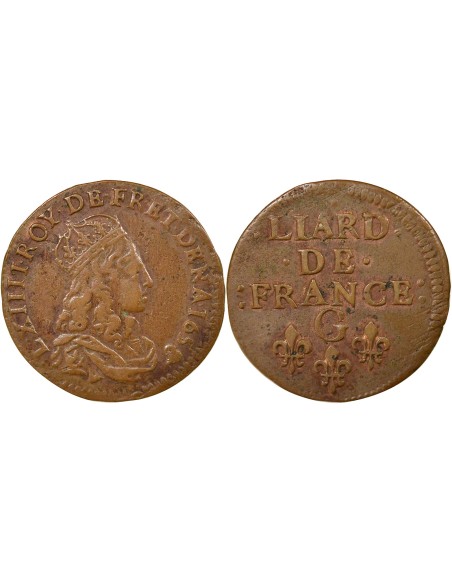 Louis XIV Au Buste juvénile liard Cuivre 1658 Châtellerault