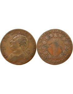 Louis XVI Au Faisceau 12 deniers Cuivre 1792 D Lyon