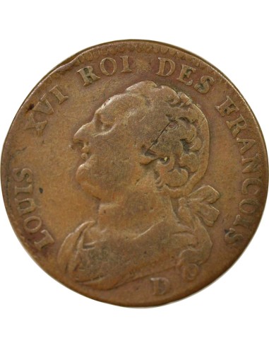 Louis XVI Au Faisceau 12 deniers Cuivre 1792 D Lyon