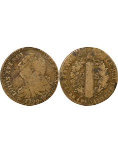 Louis XVI au Faisceau 2 sols Cuivre 1792 W Lille