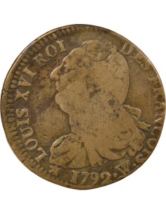 Louis XVI au Faisceau 2 sols Cuivre 1792 W Lille 2