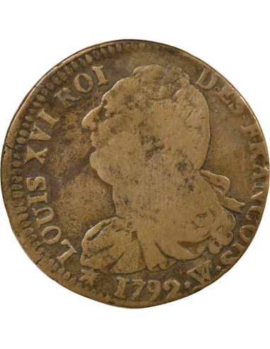 Louis XVI au Faisceau 2 sols Cuivre 1792 W Lille