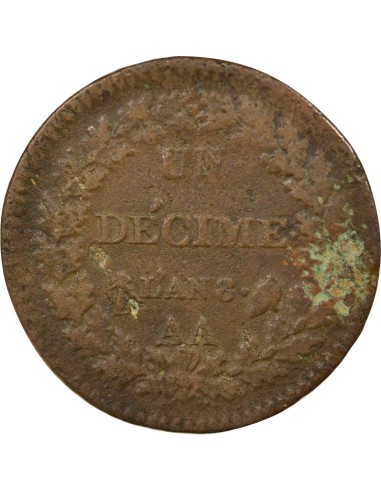 Grand Module 1 décime Cuivre An 8 (1799-1800) AA Metz