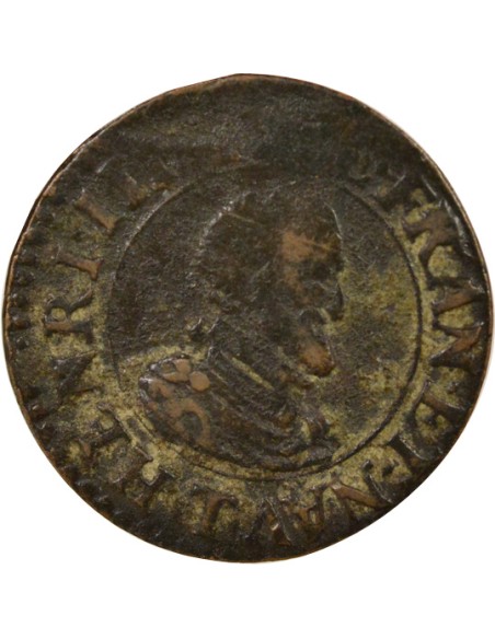 Roi de Navarre et de France 1 double tournois Cuivre 1610 T Nantes