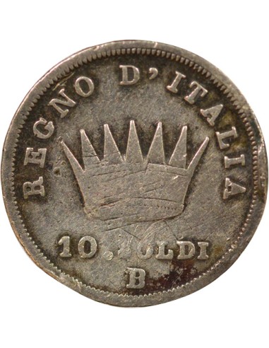 Roi d'Italie 10 soldi Argent 1813 B Bologne