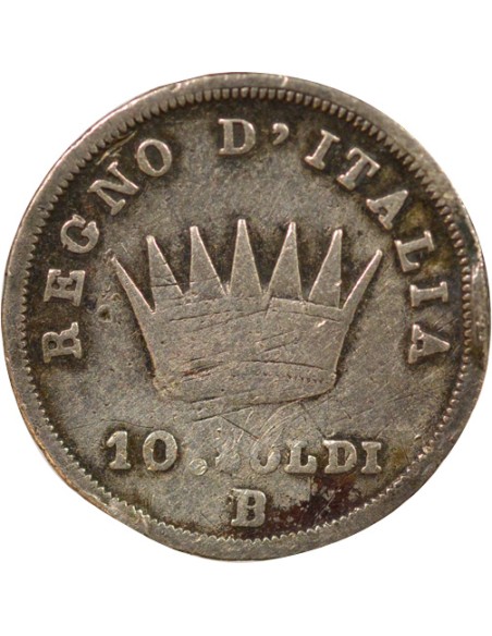 Roi d'Italie 10 soldi Argent 1813 B Bologne