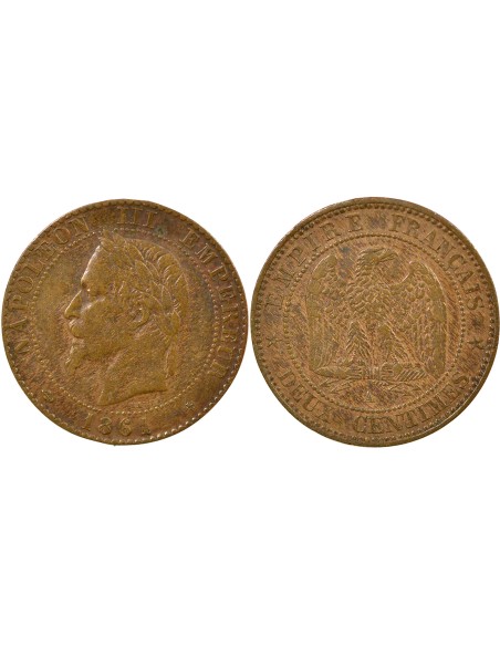 Napoléon III Tête Laurée 2 centimes Bronze 1861 A - Paris