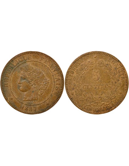 Céres - Demeter Cérès 5 centimes Bronze 1887 A - Paris