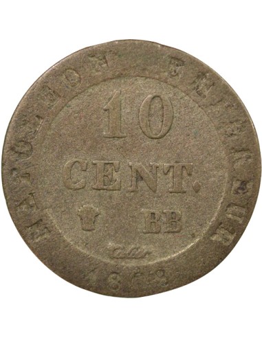 Roi d'Italie Au N Couronné 10 centimes Billon 1808 BB Strasbourg