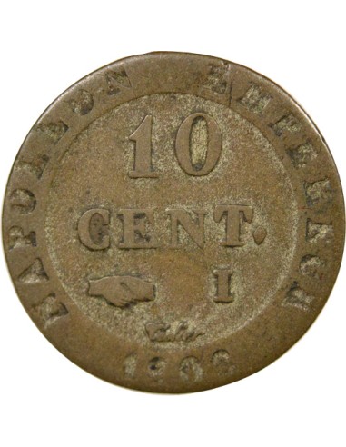 Roi d'Italie Au N Couronné 10 centimes Billon 1808 I Limoges