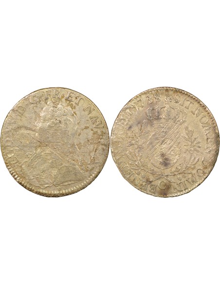Louis XV Au Buste Habillé 1 ecu Argent 1738 C Caen