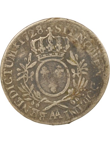 Louis XV au Buste Habillé 1 ecu Argent 1728 AA Metz