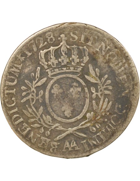 Louis XV au Buste Habillé 1 ecu Argent 1728 AA Metz