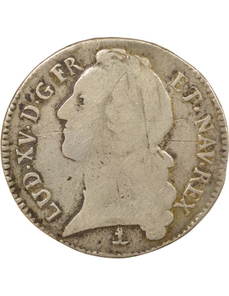 Louis XV au Bandeau 1 ecu Argent 1764 N Montpellier