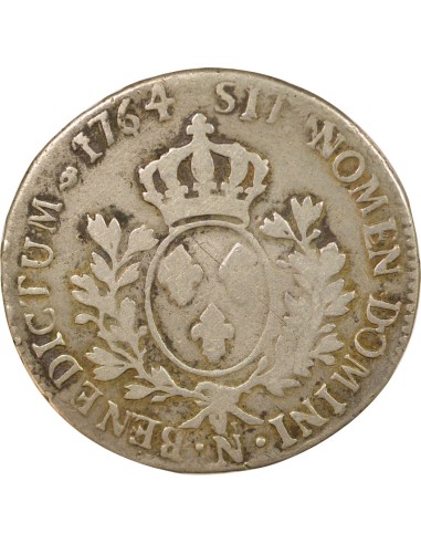 Louis XV au Bandeau 1 ecu Argent 1764 N Montpellier
