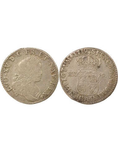 Louis XV France-Navarre 20 sols Argent 1719 A - Paris