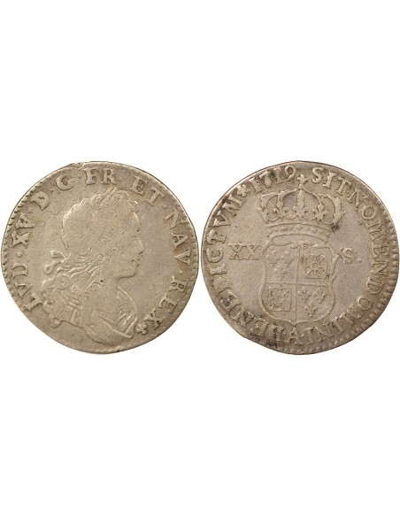 Louis XV France-Navarre 20 sols Argent 1719 A - Paris