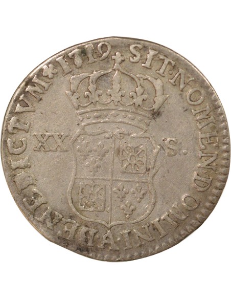 Louis XV France-Navarre 20 sols Argent 1719 A - Paris