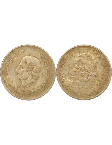 Mexique 5 pesos Argent 1953 Mo Mexico City