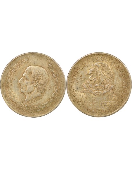 Mexique 5 pesos Argent 1953 Mo Mexico City