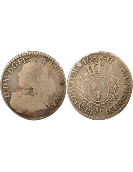 Louis XV au Buste habillé 1/5 écu Argent 1728 M Toulouse