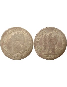 Louis XVI Au Génie 30 sols Argent 1792 I Limoges