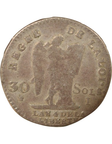 Louis XVI Au Génie 30 sols Argent 1792 I Limoges