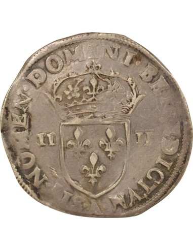 Henri III Croix de Face 1/4 écu Billon 1585 A - Paris