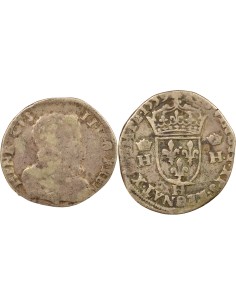 Henri II Type 1 1 teston Argent 1559 H La Rochelle