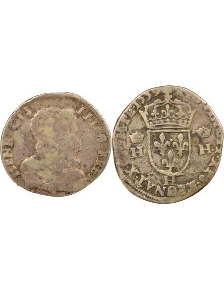 Henri II Type 1 1 teston Argent 1559 H La Rochelle