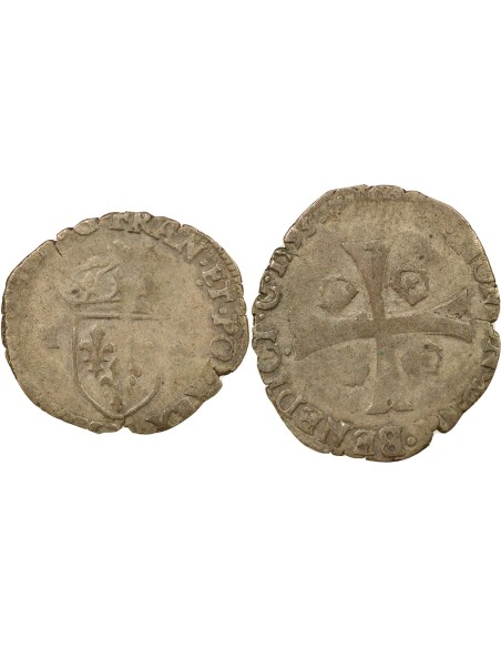 Henri III aux Deux H 1 douzain Billon 1593 M Toulouse