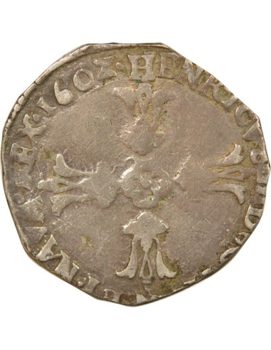 Roi de Navarre et de France Croix Feuillue 1/4 ecu Argent 1602 H La Rochelle