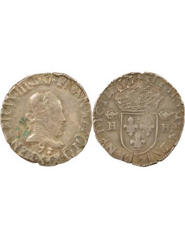 Henri III 4e Tyoe 1/2 teston Argent 1575 9 Rennes