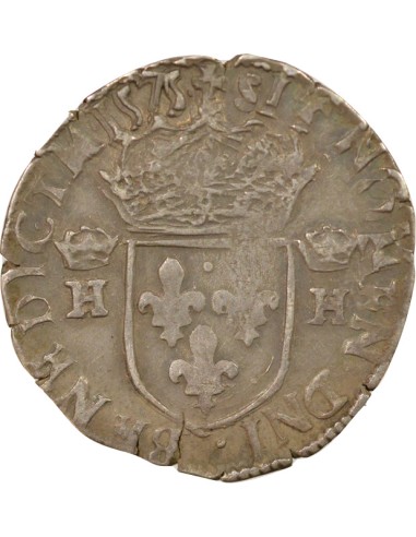 Henri III 4e Tyoe 1/2 teston Argent 1575 9 Rennes